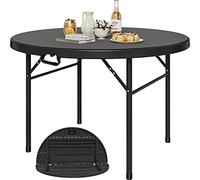 YITAHOME Mesa Plegable Redonda de 122 cm para Exteriores e Interiores, Mesa Plegable de plástico Resistente con Parte Superior Gruesa y Marco de Metal Resistente, Ideal para Fiestas, Picnic, Camping,