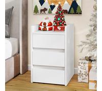 YITAHOME Mesita de Noche de 3 Cajones, Mesita de Noche con Estación de Carga, 2 Puertos y Tomas USB, Mesa Auxiliar Impermeable para Salón y Dormitorio, 35 x 40 x 60 cm (Blanco)