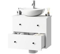 YITAHOME Mueble de baño, Armario de Lavabo montado en la Pared con 2 cajones, Armario de Almacenamiento con Base de tocador con Corte en Forma de U, para baños, apartamento, hogar, Color Blanco