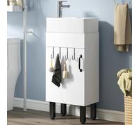 YITAHOME Mueble de baño de 40 cm, con Puerta, con Lavabo, con 2 Ganchos, para baño, Cocina, Color Blanco, Grifo no Incluido