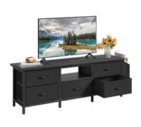 YITAHOME Mueble de TV con 5 cajones Plegables y estantes con iluminación LED RGB, 145 x 35 x 50 cm, Color Negro