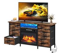 YITAHOME Mueble de TV con Chimenea Electrica, Chimeneas Electricas Decorativas, Mueble TV con 6 Cajones,Luz Ambiental LED para Televisiones 45-55", Estantería Multiusos con Cajoneras para Salón