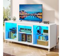 YITAHOME Mueble de TV para televisores de 65", Mueble de TV para Salón con Luces LED, Consola de TV LED con Estante Ajustable para Sala de Estar 148x35x60cm (Blanco)