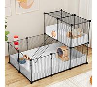 YITAHOME Parque para Jaula de Animales Pequeños, Jaula para Cobayas, con Forro de Plástico Impermeable, Valla Metálica para Hámster, Valla de Hábitat, Parque de Mascotas en Bricolaje con 25 Paneles