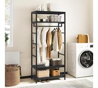 YITAHOME Perchero Alto para Pasillo, Perchero Industrial con 4 estantes, Perchero de pie con Almacenamiento de Zapatos, Perchero para Pasillo, Sala de Estar, Color Negro