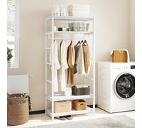 YITAHOME Perchero Alto para Pasillo, Perchero Industrial con 4 estantes, Perchero de pie con Almacenamiento de Zapatos, Perchero para Pasillo, Sala de Estar, Color Blanco