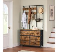 YITAHOME Perchero de Pie, Árbol de Recibidor Independiente con 8 Cajones, Perchero Industrial con 8 Ganchos para Pasillo, Entrada, Dormitorio, Sala de Estar, Marrón Rústico