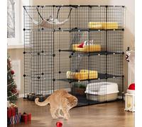 YITAHOME Recinto grande de 4 niveles para gatos con hamaca, jaula de alambre de metal desmontable, apto para 1-4 gatos, se puede utilizar en interiores y exteriores, corralito para mascotas, 105 x 105