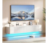 YITAHOME Soporte de TV flotante de 140 cm con iluminación LED RGB, color blanco brillante, mueble de TV flotante con gran espacio de almacenamiento para sala de estar y dormitorio