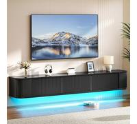 YITAHOME Soporte de TV flotante de 180 cm con iluminación LED RGB, color negro brillante, mueble de TV flotante con gran espacio de almacenamiento para sala de estar y dormitorio