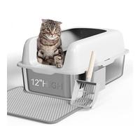 YITAHOME XXL Caja de Arena de Acero Inoxidable para Gatos, Bandeja de Arena de Metal Extragrande con Pala Antideslizante en la Parte Inferior, antifugas, fácil de Limpiar, 60 x 40 x 30 cm