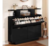 YITAHOME Zapatero Estrecho Brillante, Armario para Pasillo, con Estantes Ajustables, cómoda para Zapatos en el Pasillo (Negro, 120 x 24 x 106 cm)