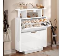 YITAHOME Zapatero Estrecho Brillante, Armario para Pasillo, con Estantes Ajustables, cómoda para Zapatos en el Pasillo (Blanco, 80 x 24 x 106 cm)