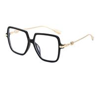 YITAIYUAN Gafas de Lectura, Gafas cuadradas de Gran tamaño, luz Anti-Azul, Gafas de Marco de Metal Retro for Mujeres, anteojos de computadora (Color : +1.5, Size : Black)