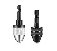 Yitaocity 2 brocas sin llave de vástago hexagonal de 1/4 pulgadas, sin llave, convertidor de extensión de cambio rápido, adaptador de taladro para destornillador de impacto (0.3-6.5 mm, 0.3-3.6 mm)