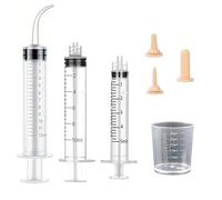 Yitaocity Pezón de alimentación de silicona y jeringas para gatitos recién nacidos, cachorros, conejos, ardillas, animales pequeños, pezón de 3 tamaños + jeringa de alimentación de 5 ml/10 ml/12 ml