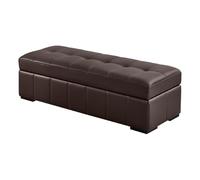 YITAYMLI Banco de Almacenamiento para el Final de la Cama en Cuero Genuino, Banco tapizado para Entrada con Tapa abatible, para cambiarse los Zapatos, Marco de Madera Maciza(Dark Coffee,80cm/31.5in)