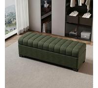 YITAYMLI Banco de Almacenamiento tapizado en Terciopelo para Entrada, Banco otomano para Pasillo con función de Cambio de Zapatos y Almacenamiento,Estructura de Madera Maciza(Dark Green,80cm/31.5in)