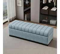 YITAYMLI Banco de Almacenamiento tapizado en Terciopelo para Entrada, Banco otomano para Pasillo con función de Cambio de Zapatos y Almacenamiento,Estructura de Madera Maciza(Sky Blue,80cm/31.5in)