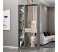 YITAYMLI Biombo Divisor de habitación de Madera con cajón,Separador Interior Moderno Independiente con múltiples estantes Abiertos,estantería para Hall de Entrada decoración(Gray,100cm/39.4in)