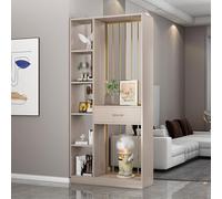 YITAYMLI Biombo Divisor de habitación de Madera con cajón,Separador Interior Moderno Independiente con múltiples estantes Abiertos,estantería para Hall de Entrada decoración(Brown,120cm/47.2in)