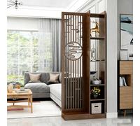 YITAYMLI Biombo Divisor de Pared de Madera de Estilo Chino Moderno, Panel Separador de privacidad con múltiples estantes Abiertos, estantería divisoria Independiente Entrada(180cm/70.9in)