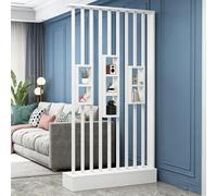 YITAYMLI Biombo Moderno de Pared de Madera Mampara de privacidad de Tubos de Acero múltiples estantes Abiertos Separador de Entrada Independiente Divisor de Hall Decorativo(White+White,108cm/42.5in)