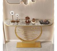 YITAYMLI Mesa Consola de Entrada Media Luna, Superficie de Pizarra Resistente a rayaduras, Mesa de Pasillo Rectangular Estilo Italiano con Base metálica Creativa, para salón(Gold A,150cm/59in)