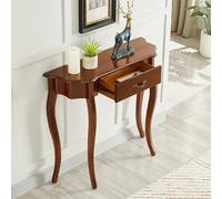 YITAYMLI Mesa Consola de Media Luna Estilo Vintage con cajón, Mesa de Entrada Estrecha con Patas de Madera, Mueble Decorativo Vintage Estable para salón, Pasillo(Cherry,104cm/40.9in)