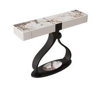 YITAYMLI Mesa Consola Estrecha Media Luna con cajones de Almacenamiento, Mesa Auxiliar de Lujo contemporánea para Entrada, Base metálica en Forma de Gota,Muebles para Pasillo(Black B,140cm/55.1IN)