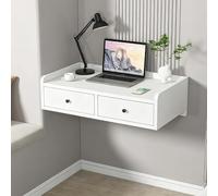 YITAYMLI Tocador Flotante Sencillo con cajones, Escritorio de Pared para Ordenador portátil Ideal, tocador suspendido Que también Funciona como mesita de Noche Flotante(White,80cm/31.5in)