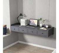 YITAYMLI Tocador Flotante Sencillo con cajones, Escritorio de Pared para Ordenador portátil Ideal, tocador suspendido Que también Funciona como mesita de Noche Flotante(Gray,160cm/63in)