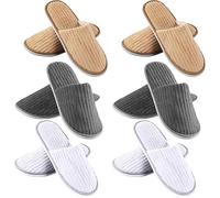 YiTePeDo 6 Pares de Zapatillas Hotel Pantuflas - Talla Universal 40-44 - Zapatillas de Felpa Lavables con Punta Cerrada y Antideslizante - Ideal para Spa, Fiestas, Huéspedes y Hoteles