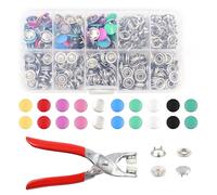 Yitexin 100 Conjuntos Corchetes de Presión Metálicos con Alicates 9,5mm, Botones de Presión para Reparación, Botones Presión de Aleación para Ropa, Bolsos, y Cuero (Total: 400 piezas) (Style 1)