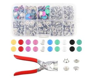 Yitexin 100 Conjuntos Corchetes de Presión Metálicos con Alicates 9,5mm, Botones de Presión para Reparación, Botones Presión de Aleación para Ropa, Bolsos, y Cuero (Total: 400 piezas) (Style 1)