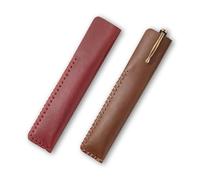 Yitexin 2 fundas de piel auténtica hechas a mano para bolígrafo, funda suave para pluma estilográfica, funda protectora de cuero vintage para lápiz capacitivo, bolígrafo, oficina, regalo de negocios