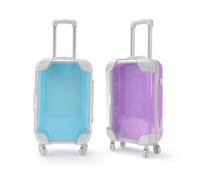Yitexin 2 Paquetes Plástico Mini Maletas Cajas, Vacío Borrar Forma de Mini Maleta Viajes Almacenamiento para Chicas Caramelo Joyería Maquillaje Boda Azul Púrpura 7 x 3.3 x 12 CM (2 Paquetes)