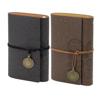 Yitexin 2 Piezas Cuaderno de Viaje Vintage A6 de Cuero PU, Diario de Viajes Recargable de 6 Agujeros, Cuaderno Diario de Cuero con Forrado, en Blanco, Cuadriculadas y de Papel Kraft (160 Páginas)