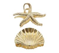 Yitexin 2 pinzas de metal doradas, pinzas para el pelo de estrella de mar grandes para mujeres y niñas, pinzas decorativas para el pelo de sirena de playa (A)