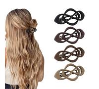 Yitexin 4 Piezas Pinzas para el Pelo Francesas Vintage para Mujer, Pinzas para el Cabello Planas Grandes para Cabello Delgado y Grueso, Clip de Pelo Elegante para Mitad (Negro, Púrpura, y Marrón)