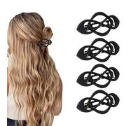 Yitexin 4 Piezas Pinzas para el Pelo Francesas Vintage para Mujer, Pinzas para el Cabello Planas Grandes para Cabello Delgado y Grueso, Clip de Pelo Elegante para Mitad (Negro)