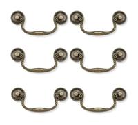 Yitexin 6 tiradores de cajón de bronce antiguo con tornillos, manijas de cajón oscilantes C-C de 3.94 pulgadas, manijas de aleación de zinc vintage para armarios, armarios, muebles (6 piezas)