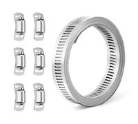 Yitexin Abrazaderas metalicas de acero inoxidable 304 ajustables, correas bridas metalicas de bricolaje de 8.2 pies con 6 sujetadores, abrazaderas de tornillo de tubo para tubo (Plata)