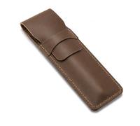 Yitexin Funda de piel auténtica hecha a mano con solapa para meter el bolígrafo, funda marrón para bolígrafo, funda protectora de piel suave para lápiz capacitivo (marrón)