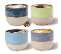 Yitexin Juego de 4 tazas de café expreso de porcelana, taza de café de 150 ml, tazas de café semiesmaltadas Demitasse Espresso para té, latte, capuchino, coco, café, restaurante (marrón-azul, verde y
