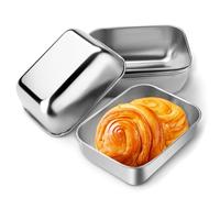Yitexin Juego de 6 mini moldes de acero inoxidable para pan, 5.25 x 3.9 pulgadas, moldes de metal para hornear pan casero de masa madre, sándwich, lasaña, pasteles, brownies, tostadas (6 piezas)