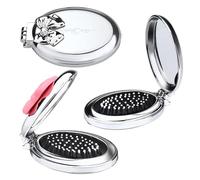 Yitexin Paquete de 3 cepillos de pelo plegables de tamaño de viaje con espejo de bolsillo, cepillo de pelo pequeño plegable para mujeres y hombres, cepillo de paleta compacto para masaje desenredante