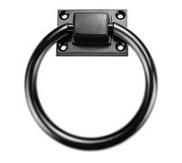 Yitexin Tirador de puerta de anillo redondo negro de 3.8 pulgadas con 4 tornillos, manijas de puerta corrediza de granero de aleación de zinc, manija de puerta de garaje al aire libre para cobertizos