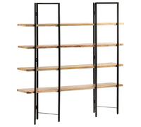 YITHOPI Estantería de cocina, baño, librería, estantería con 4 estantes, 160 x 35 x 160 cm, madera maciza de mango, para salón, oficina, dormitorio, baño