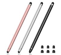 YITIAOXIAOYU 3 lápices capacitivos para pantalla táctil, lápiz capacitivo 2 en 1 de alta precisión, lápiz capacitivo para iPad/iPhone/tabletas Android y pantallas táctiles capacitivas (negro/plata/oro